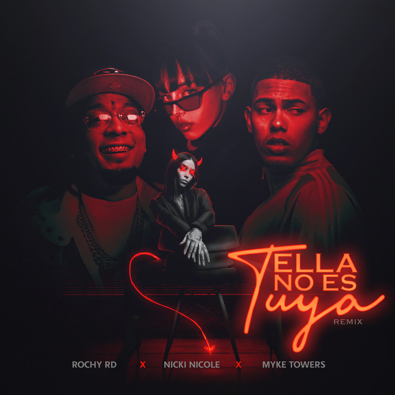 Rochy RD, Myke Towers, & Nicki Nicole — Ella No Es Tuya (Remix) cover artwork