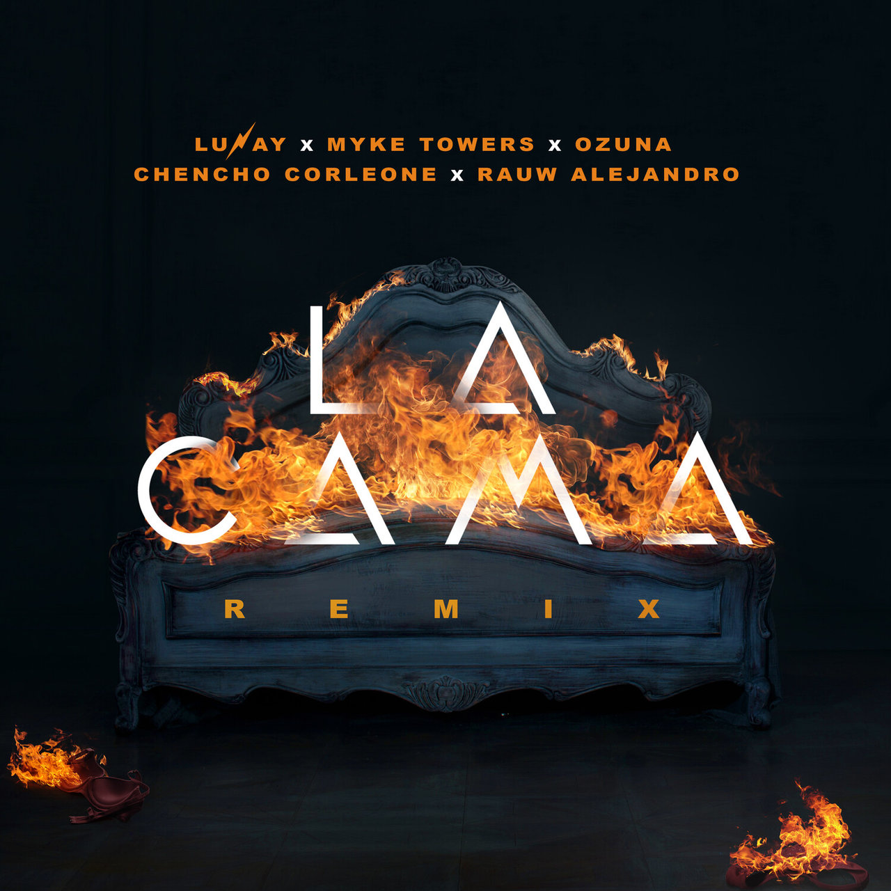 Lunay, Myke Towers, & Ozuna ft. featuring Chencho Corleone & Rauw Alejandro La Cama (Remix) cover artwork