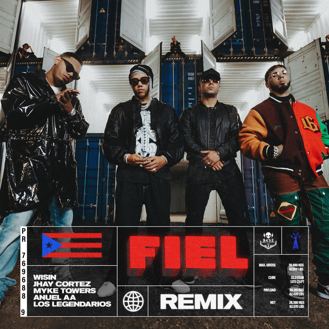 Wisin, Jhayco, & Anuel AA featuring Myke Towers & Los Legendarios — Fiel (Remix) cover artwork