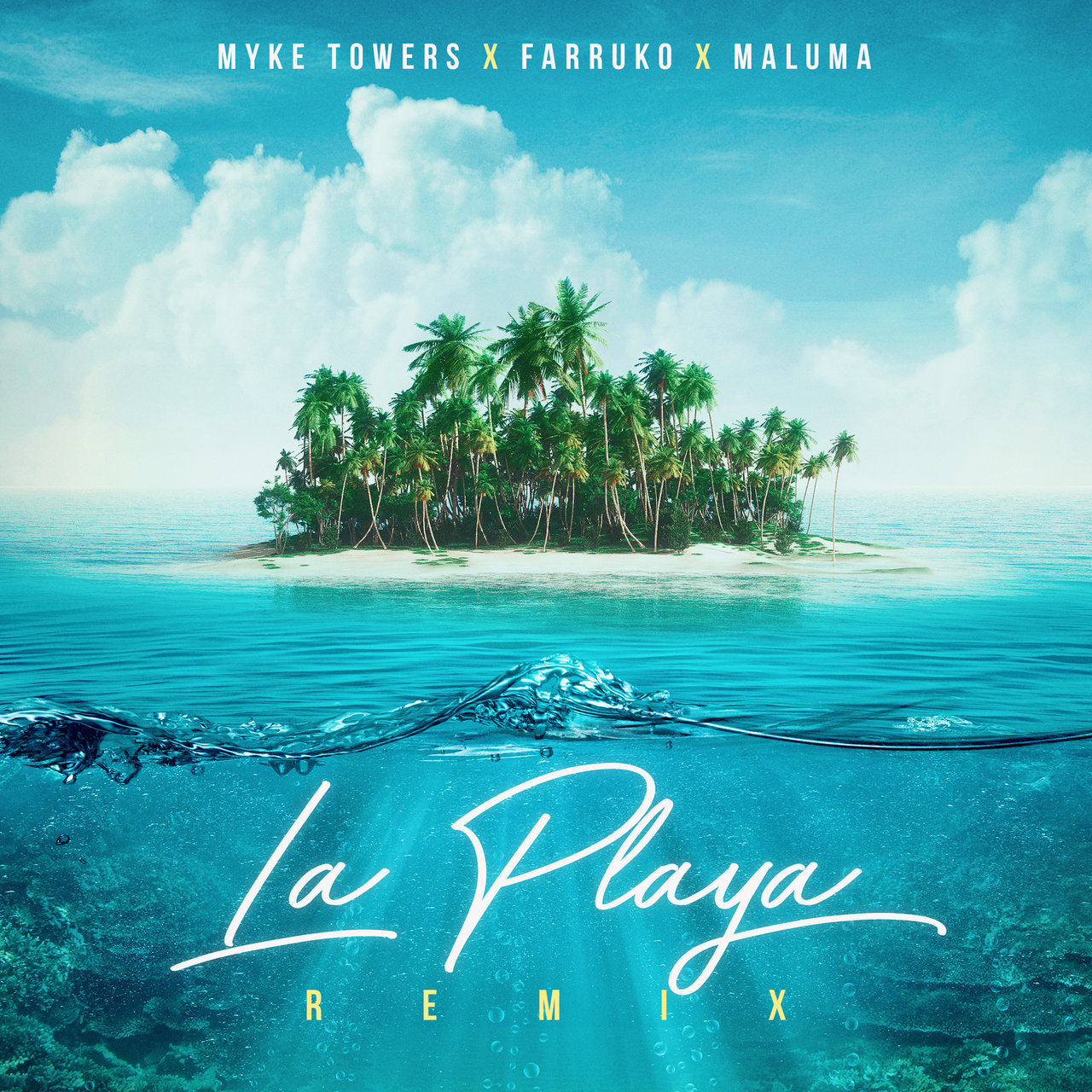 Myke Towers, Maluma, & Farruko — La Playa (Remix) cover artwork