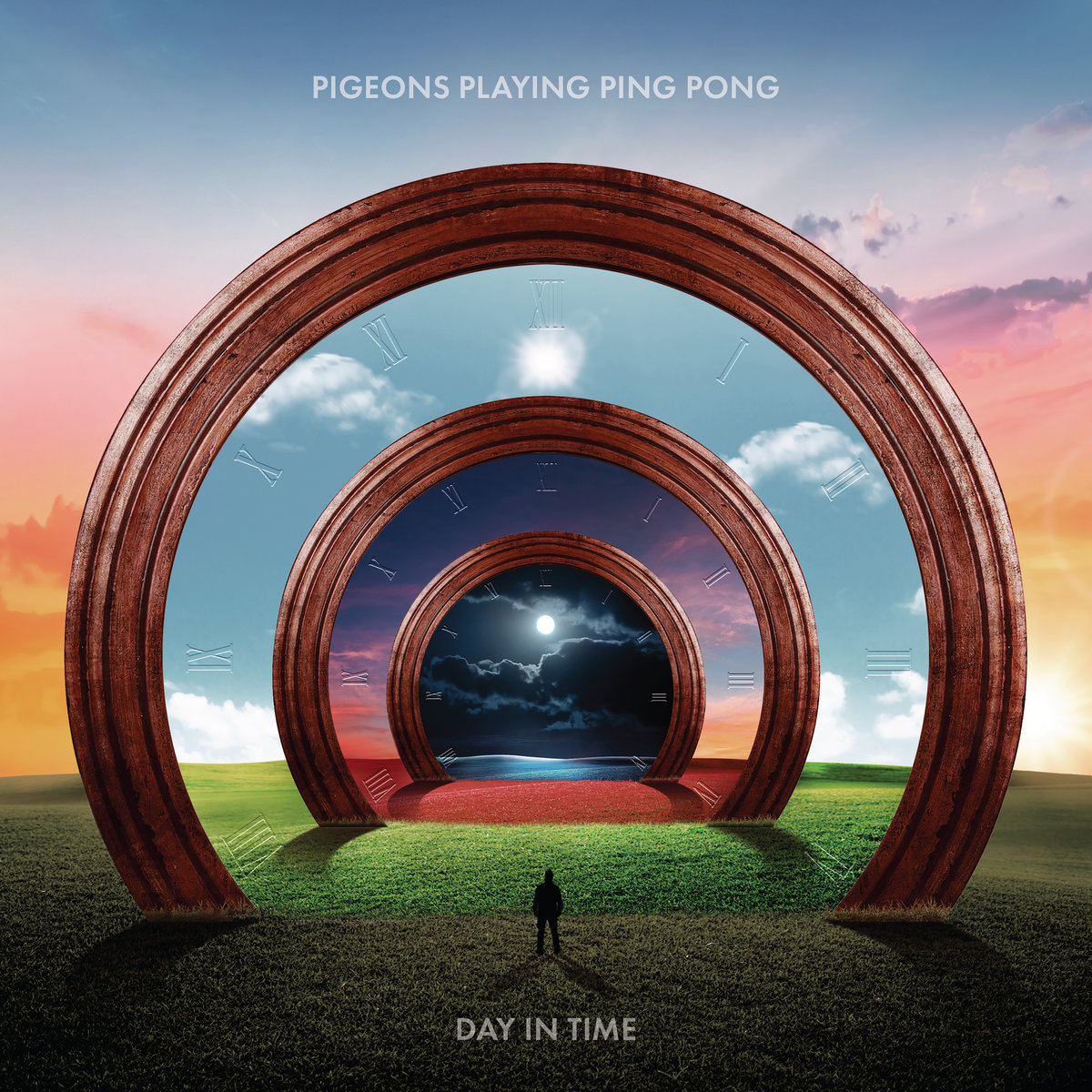 Pigeons Playing Ping Pong featuring Smile High — Day In Time cover artwork