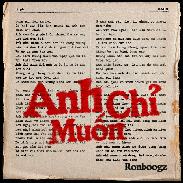 Ronboogz — Anh Chỉ Muốn cover artwork