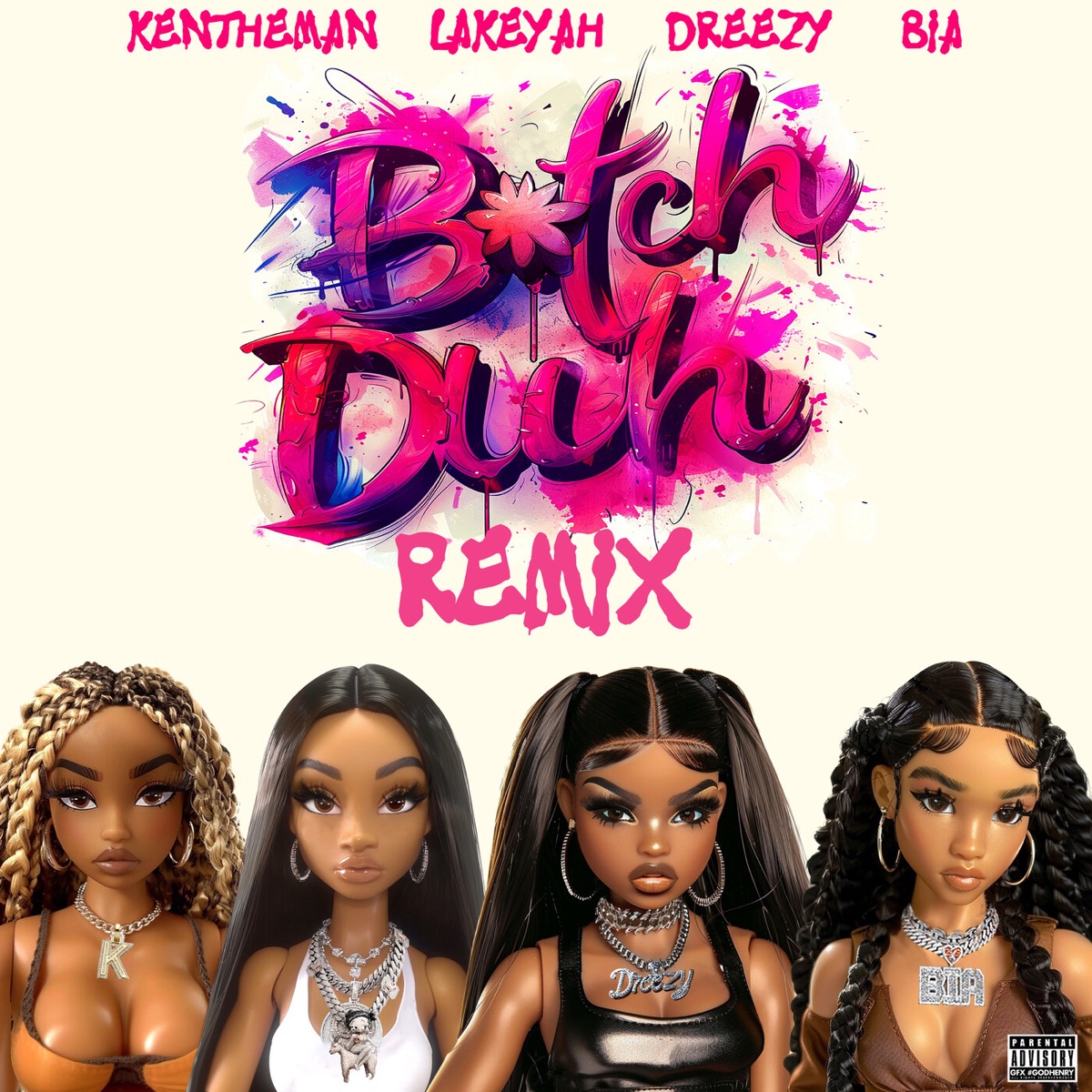 Dreezy, KenTheMan, Lakeyah, & BIA — Bitch Duh (Remix) cover artwork