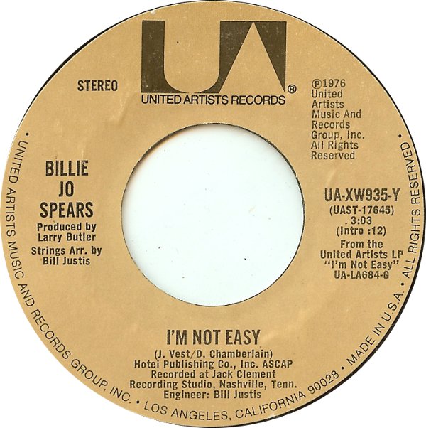Billie Jo Spears — I&#039;m Not Easy cover artwork
