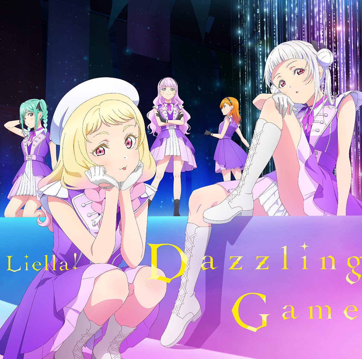 Liella!, Kanon Shibuya (CV: Sayuri Date), Wien Margarete (CV: Yuina), & Tomari Onitsuka (CV: Sakura Sakakura) — Dazzling Game cover artwork