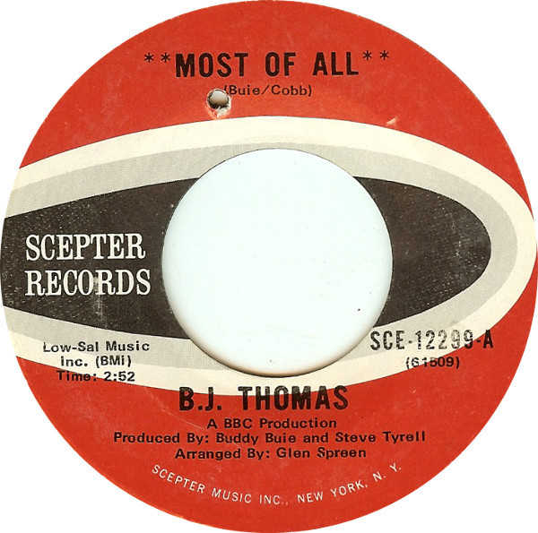 B.J. Thomas — Most of All cover artwork