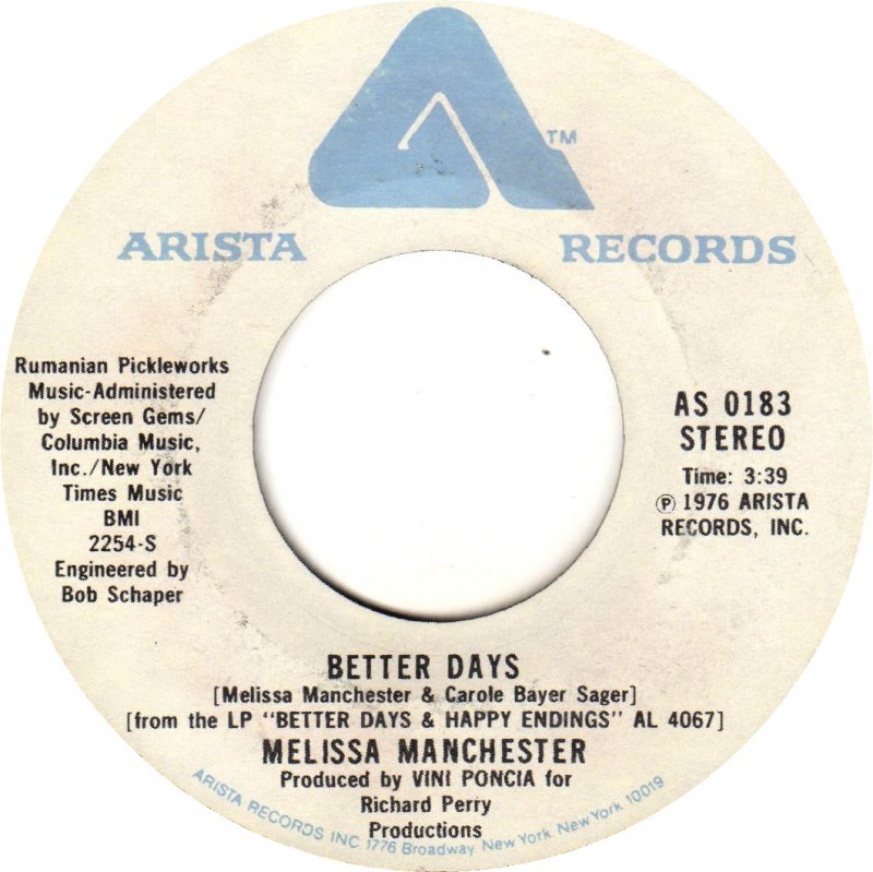 Melissa Manchester — Better Days cover artwork