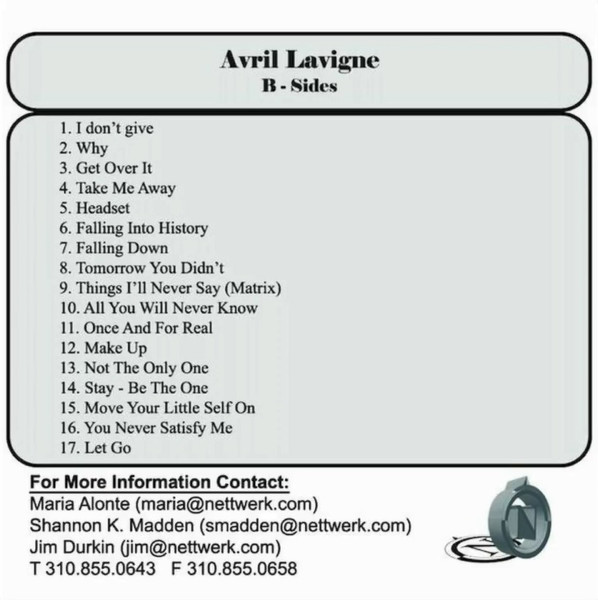 Avril Lavigne B-Sides cover artwork