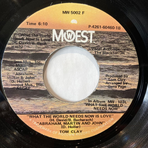 Tom Clay — What The World Needs Now Is Love/Abraham Martin &amp; John cover artwork