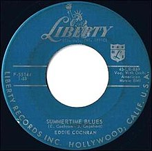 Eddie Cochran Summertime Blues cover artwork