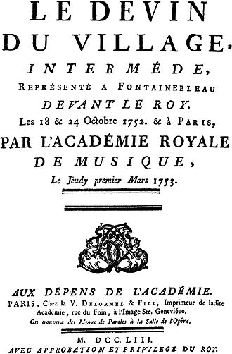 Jean Jacques Rousseau Le devin du village cover artwork