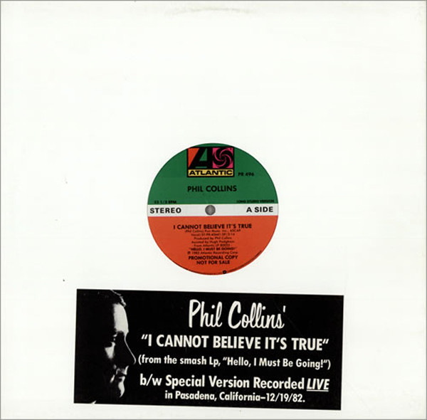 Phil Collins I Cannot Believe It&#039;s True cover artwork