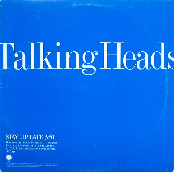 Talking Heads — Stay Up Late cover artwork