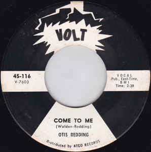 Otis Redding Come to Me cover artwork