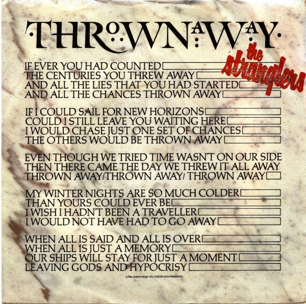 The Stranglers — Thrown Away cover artwork