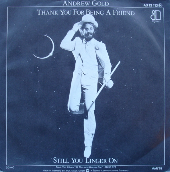 Andrew Gold Thank You for Being a Friend cover artwork