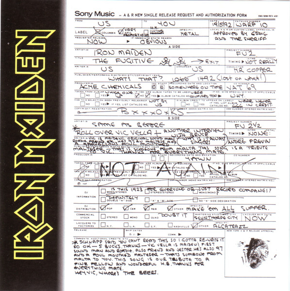 Iron Maiden — The Fugitive cover artwork