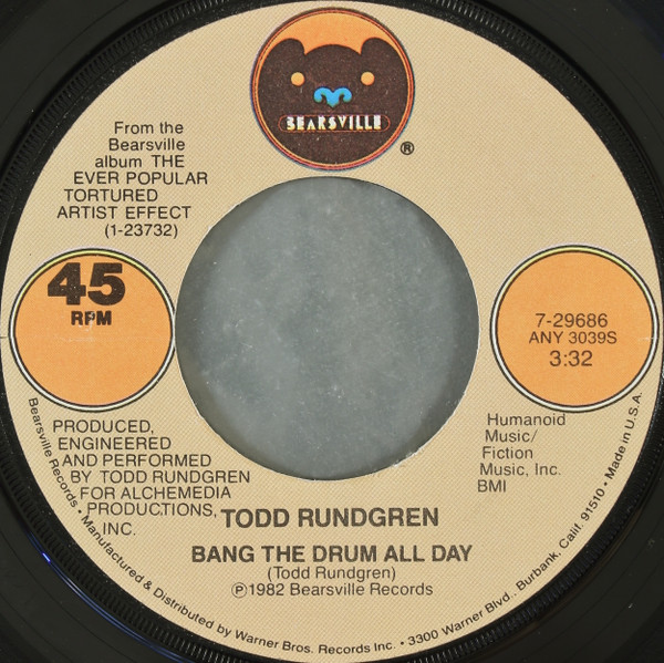 Todd Rundgren Bang The Drum All Day cover artwork
