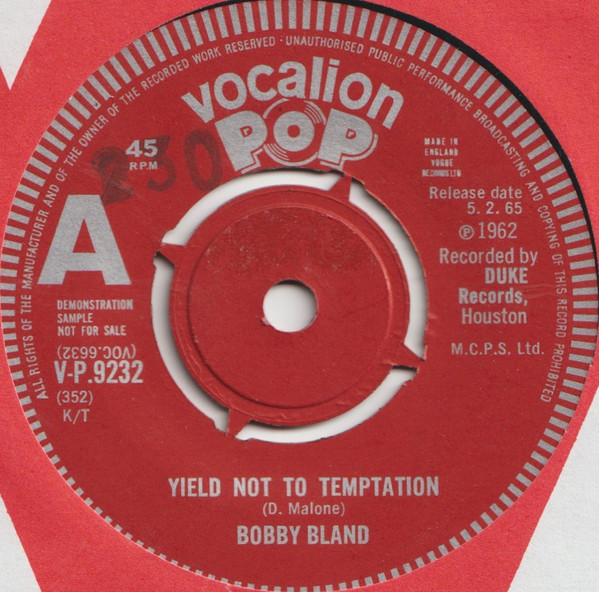 Bobby Bland — Yield Not to Temptation cover artwork