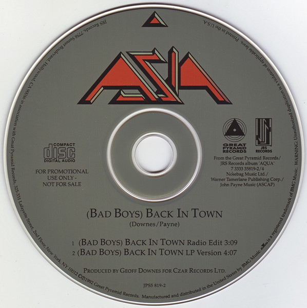 Asia — (Bad Boys) Back in Town cover artwork