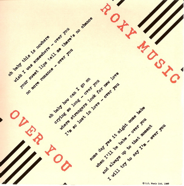 Roxy Music — Over You cover artwork