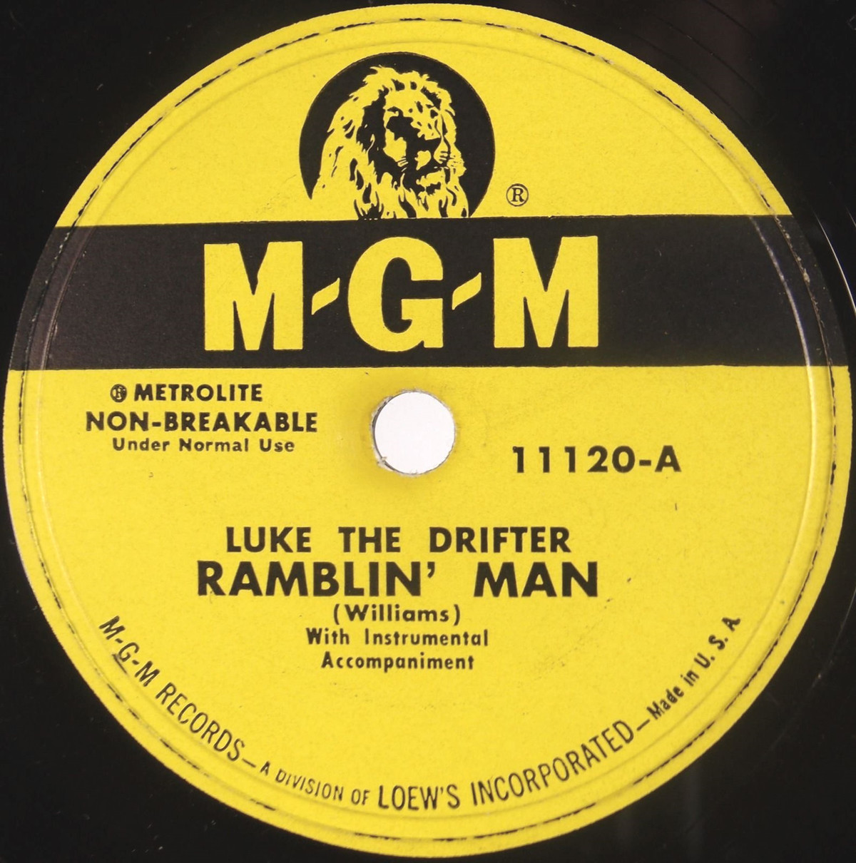 Hank Williams — Ramblin&#039; Man cover artwork