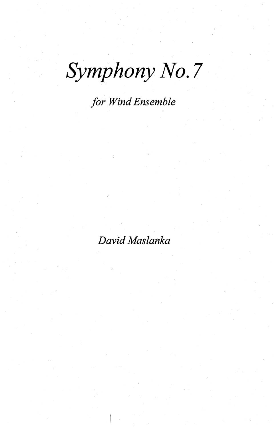 David Maslanka Symphony No. 7 cover artwork
