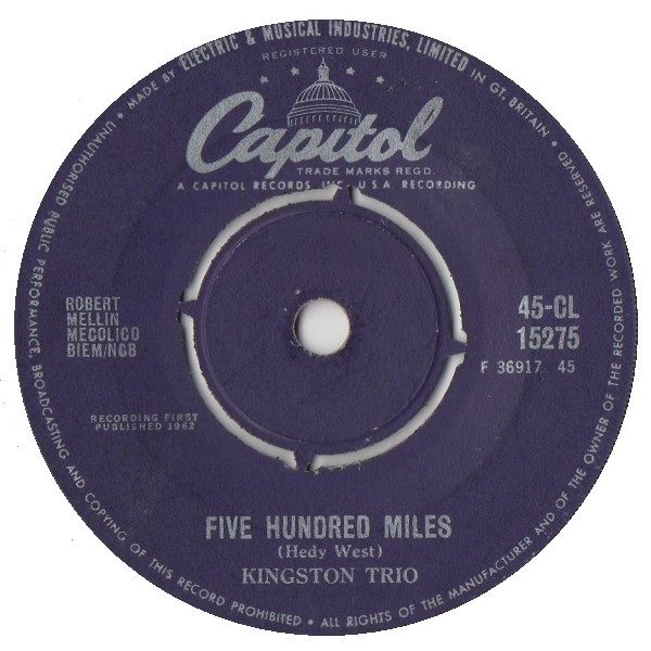 The Kingston Trio Five Hundred Miles cover artwork
