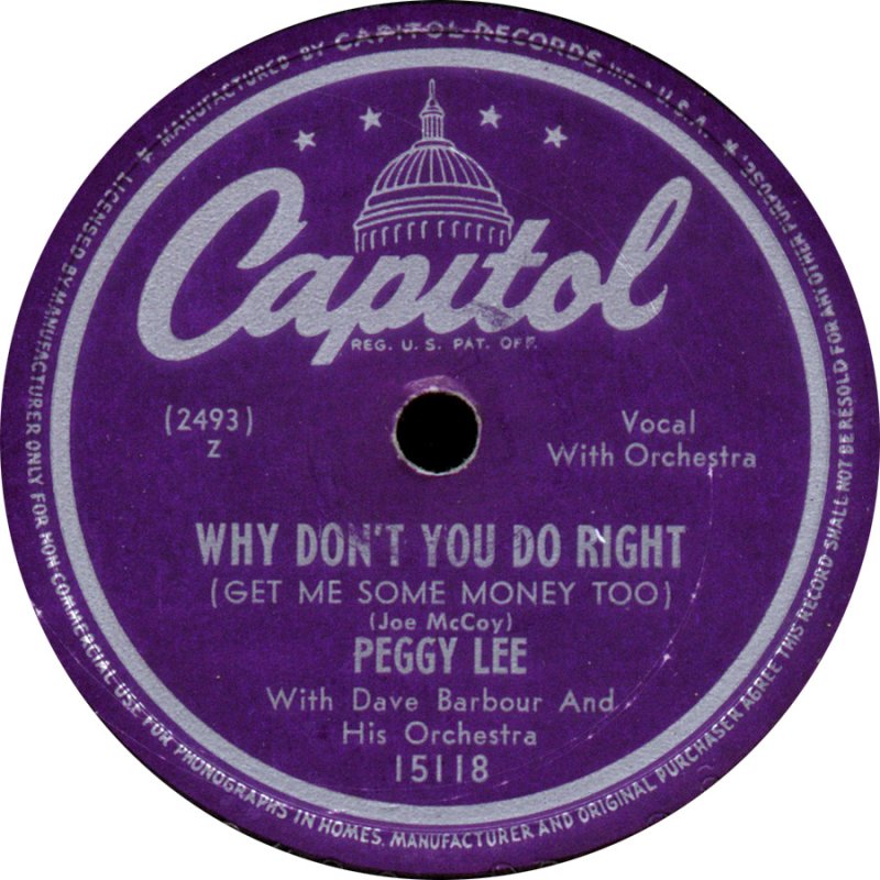 Peggy Lee Why Don&#039;t You Do Right? cover artwork