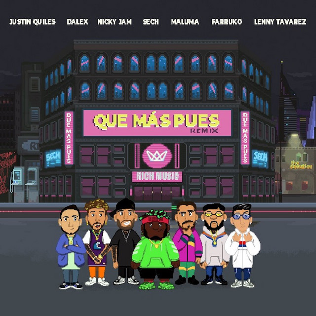 Sech ft. featuring Maluma, Nicky Jam, Farruko, Justin Quiles, Dalex, & Lenny Tavárez Que Más Pues (Remix) cover artwork