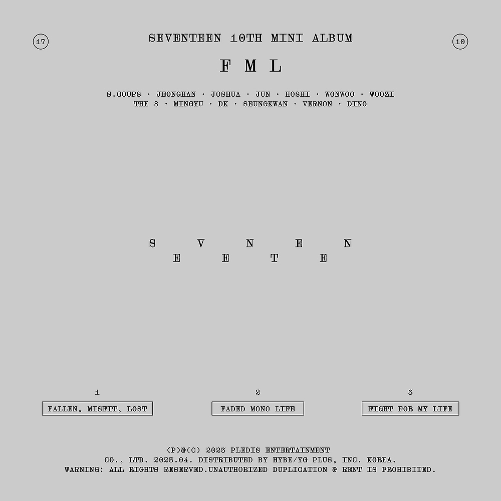 SEVENTEEN — Dust cover artwork