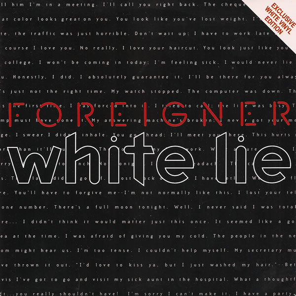 Foreigner White Lie cover artwork