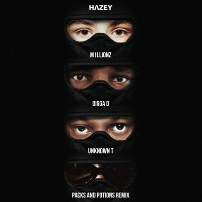 Hazey featuring M1llionz, Unknown T, & Digga D — Packs and Potions (Remix) cover artwork